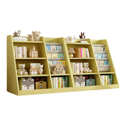 Yellow Wooden Toy Storage Organizer Cabinet Kids Bookshelf  Children Bookcase Toddler Baby Sling Book Rack Shelf for Playroom Bedroom Nursery Hallway School Kindergarten Living Roomy