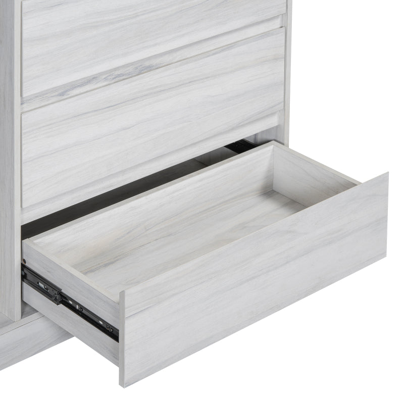 Sleek White Bedroom Wardrobe, 4 Drawers & 3 Shelves