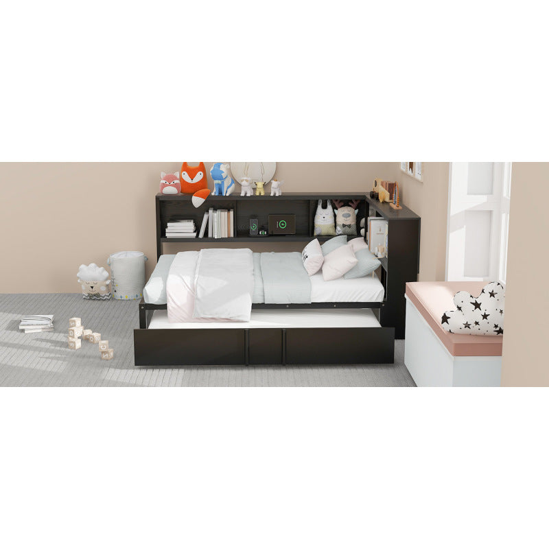 Modern Metal Daybed w/ Trundle, Guest Room Storage & USB