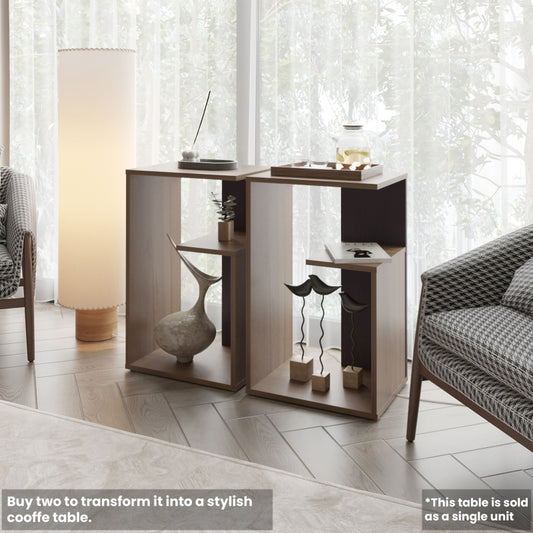 FM FURNITURE Vega Modern Side Table, Living Room Open Shelf