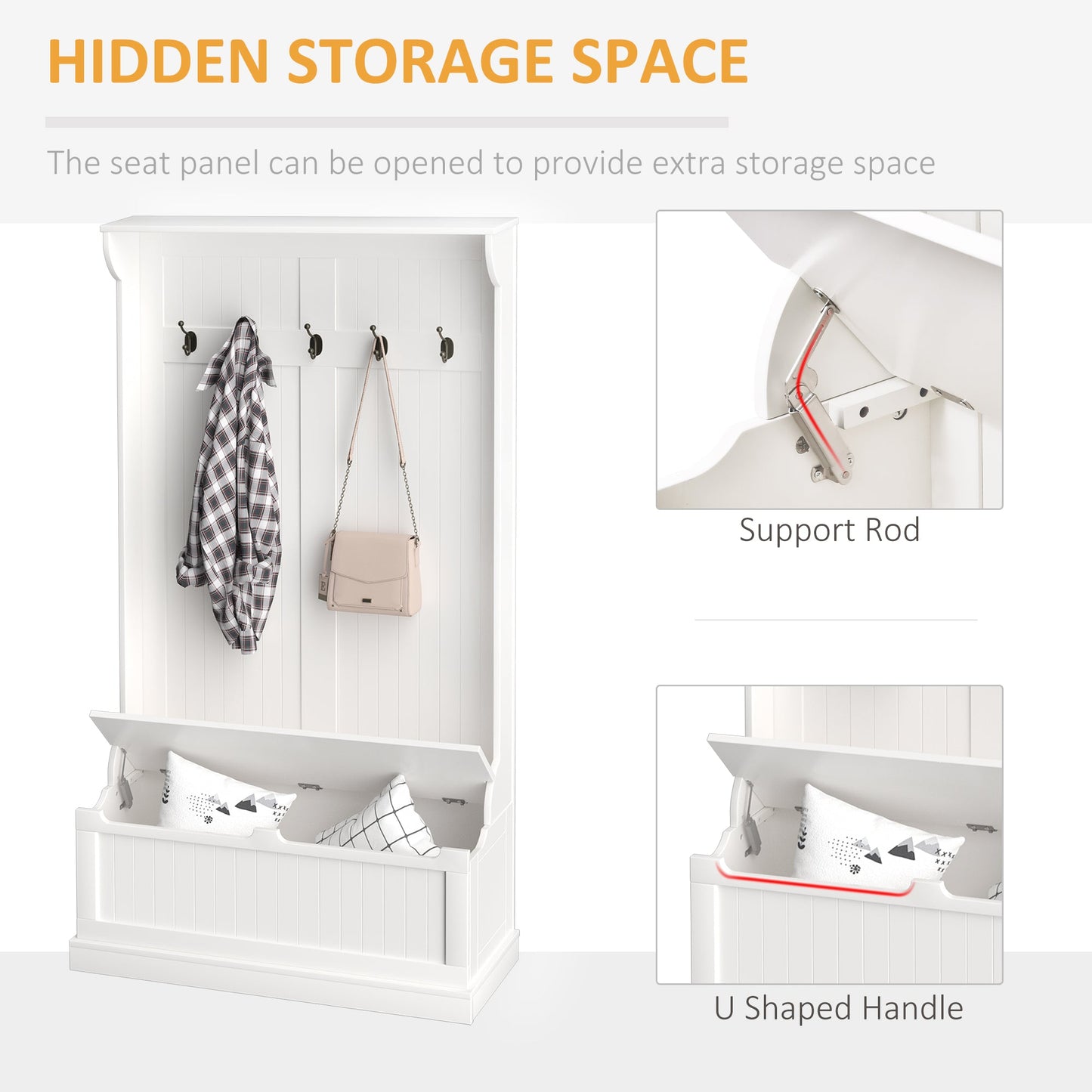 HOMCOM Modern Hall Tree for Entryway, Bench & Shoe Storage