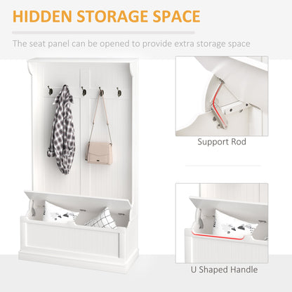 HOMCOM Modern Hall Tree for Entryway, Bench & Shoe Storage