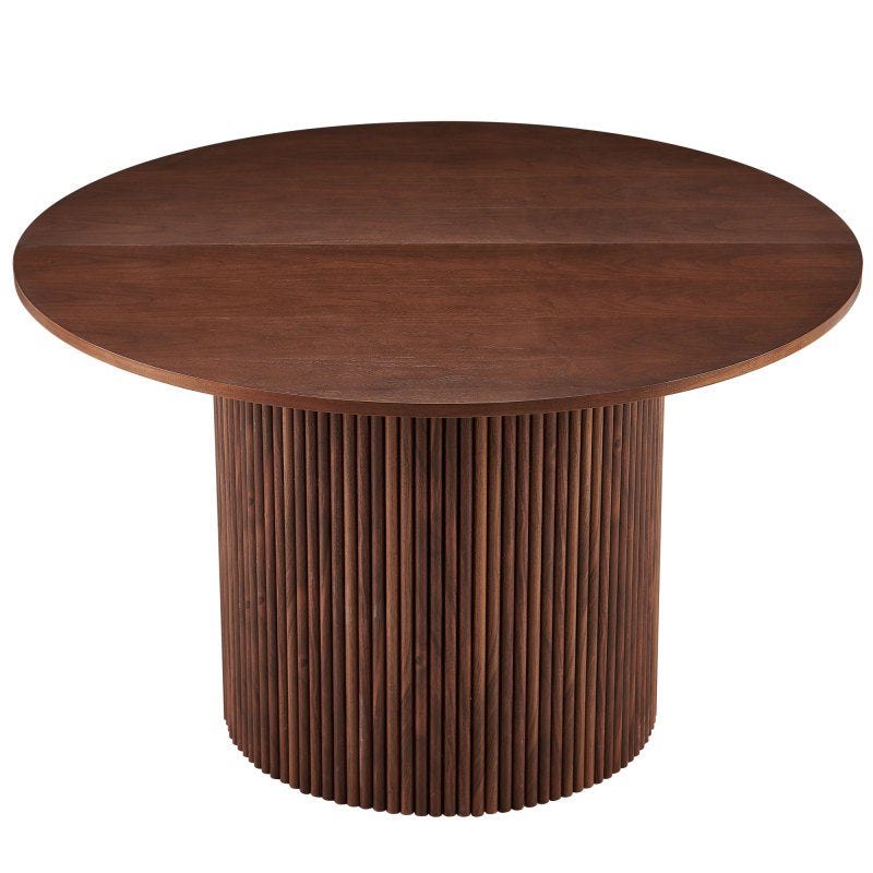 Modern Farmhouse 47-Inch Round Kitchen Table, Walnut Top