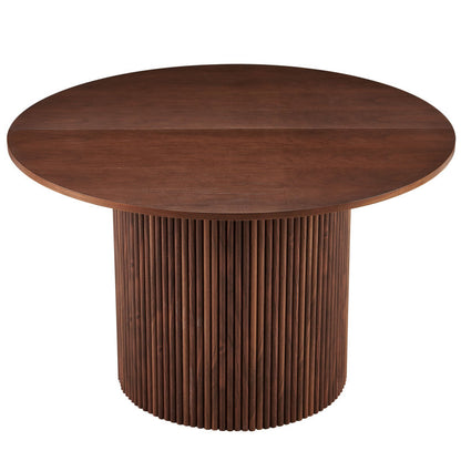 Modern Farmhouse 47-Inch Round Kitchen Table, Walnut Top