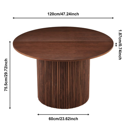 Modern Farmhouse 47-Inch Round Kitchen Table, Walnut Top