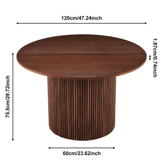 Modern Farmhouse 47-Inch Round Kitchen Table, Walnut Top