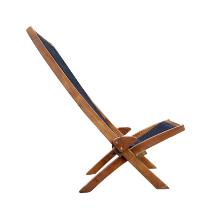 Coastal Folding Rope-Weave Wood Chair for Patio, Folds Flat