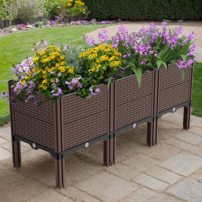 All-Weather Raised Planter Box for Patio with Drainage