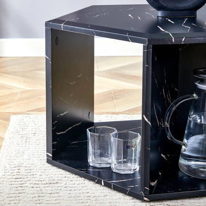 Modern Hexagon Coffee Table for Living Room, Extra Storage