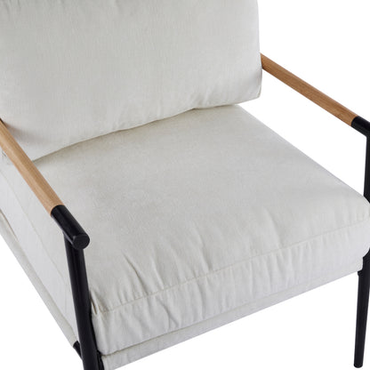 Modern Accent Chair for Living Room, Plush Seat & Wood Arms