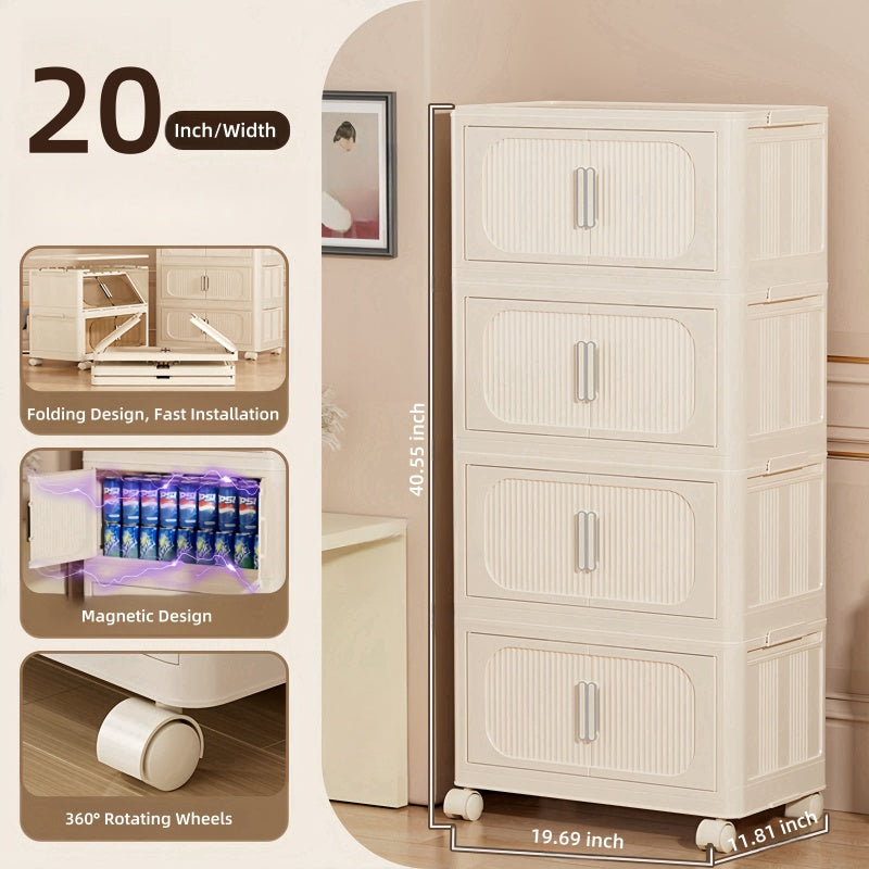 Modern Cream Folding Storage Cabinet for Entryway