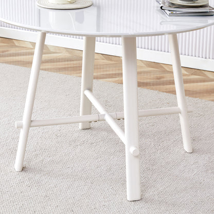 Modern Round Dining Table, Dining Room, 42-Inch White Top