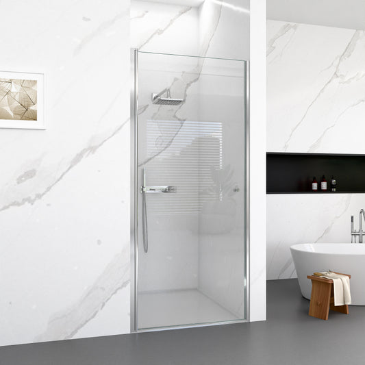 Semi-Frameless Chrome Pivot Shower Door for Bath 1/4" Glass