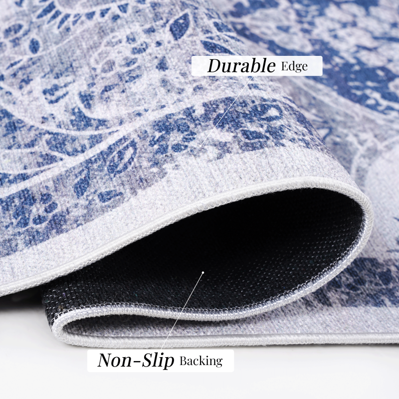 NAAR MAVAL Blue Doormat Rug for Front Door, Washable 2' x 3'