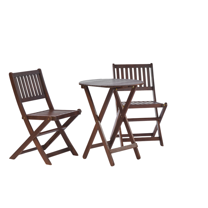 Natural Acacia 3-Pc Bistro Set for Patio & Balcony, Folding