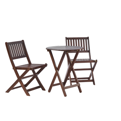 Natural Acacia 3-Pc Bistro Set for Patio & Balcony, Folding
