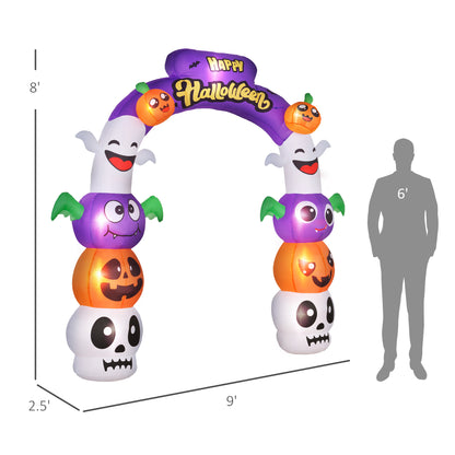 Outsunny Halloween Inflatable Yard Arch 8ft Pumpkins & Bats