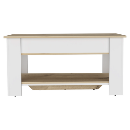 Austin Two-Tone Storage Table for Living Room Pull-Out Shelf