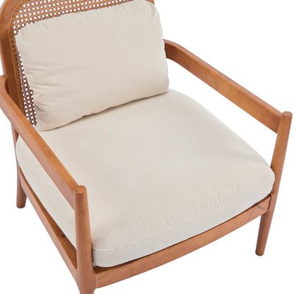 Mid-Century Armchairs Set of 2 for Living Room, Rattan Back
