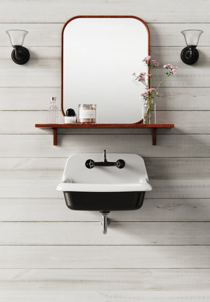 ELLAI Farmhouse Wall-Mount Laundry Sink, 36-Inch High-Back