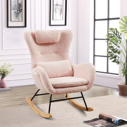Modern Nursery Rocking Chair with High Back Support