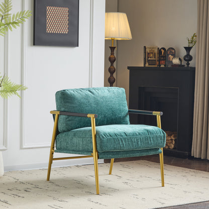 Modern Accent Chair for Living Room, Plush Seat & Wood Arms