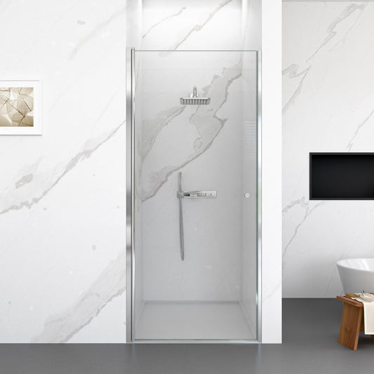 Semi-Frameless Chrome Pivot Shower Door for Bath 1/4" Glass