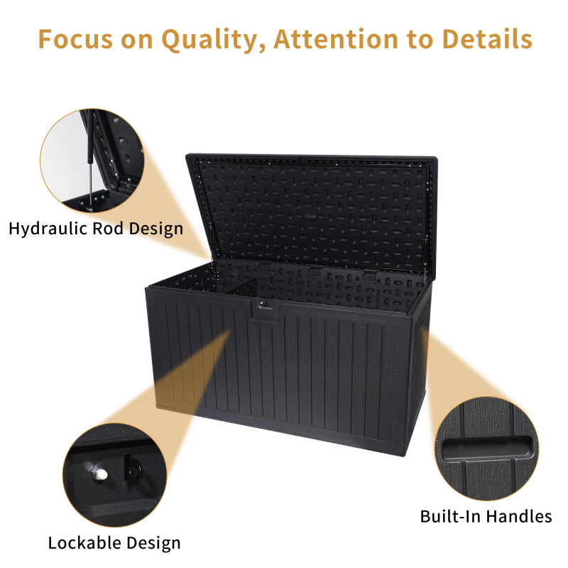 Waterproof Resin Deck Box for Patio & Pool, 260 Gal Lockable