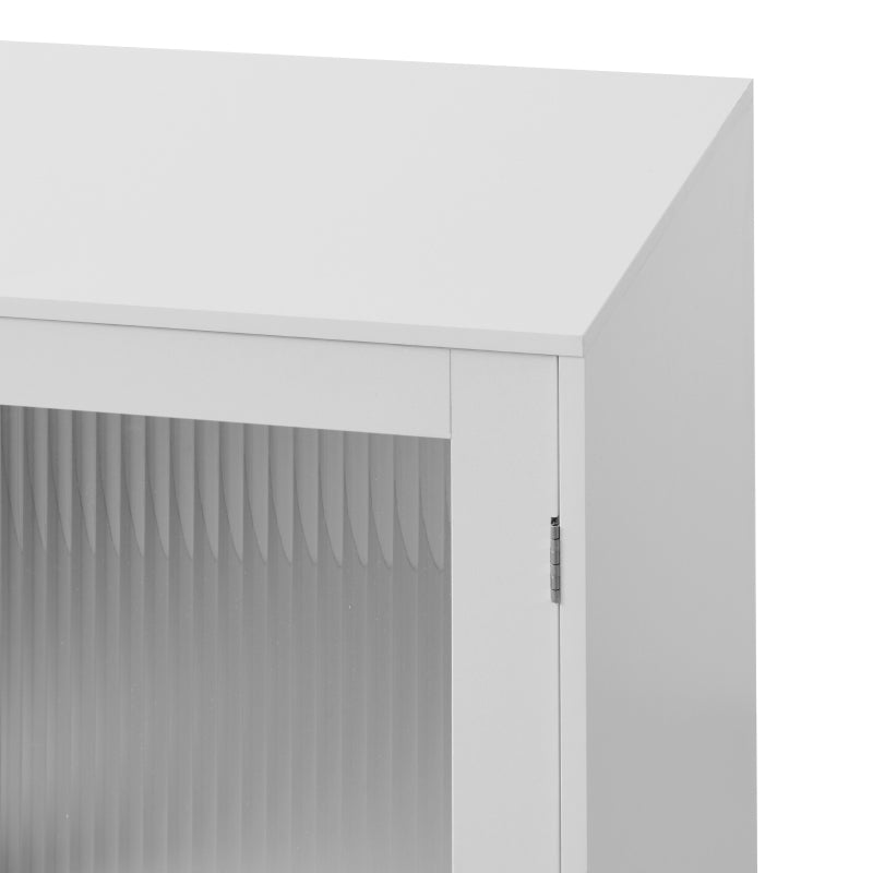 Modern Glass-Door Living Room Cabinet with Adjustable Shelf