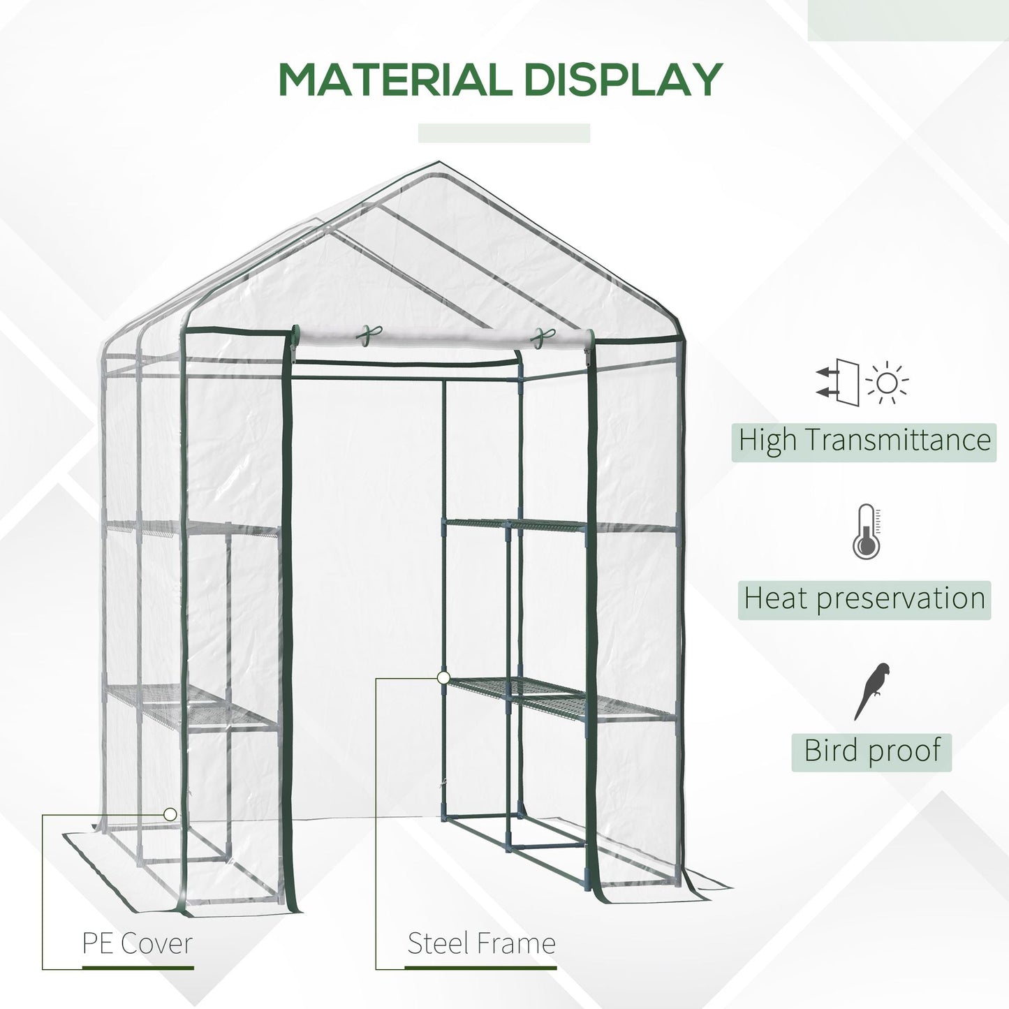 Outsunny Mini Walk-In Greenhouse for Garden, 3-Tier Shelves