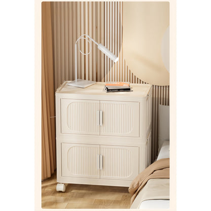 Modern Cream Folding Storage Cabinet for Entryway