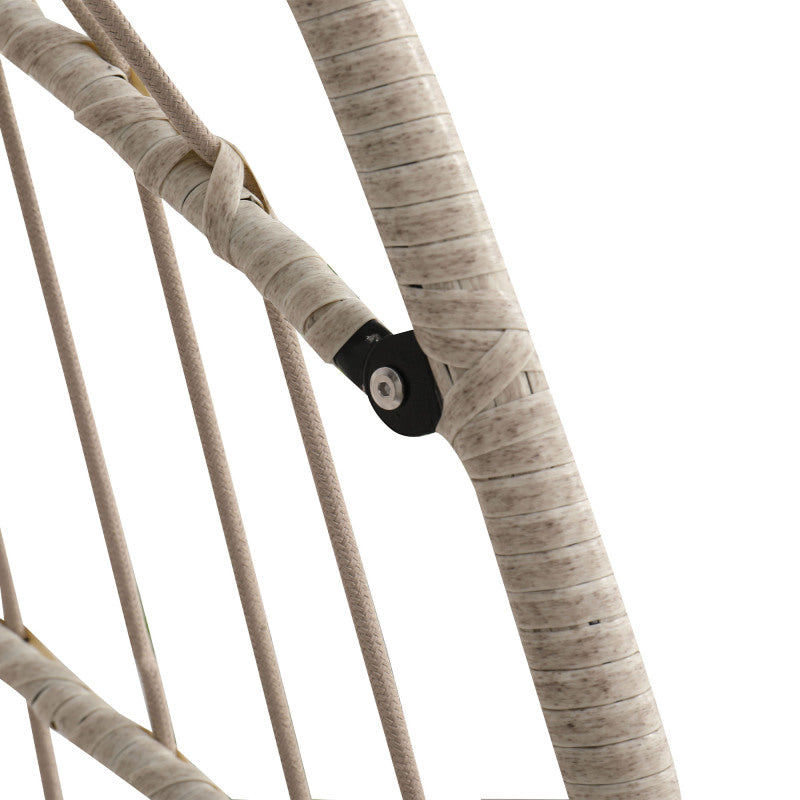 Boho Egg Swing Chair for Patio, All-Weather White PE Rattan