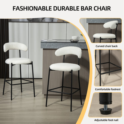 Cozy Teddy Fabric Counter Stool, Kitchen Island, Black Base