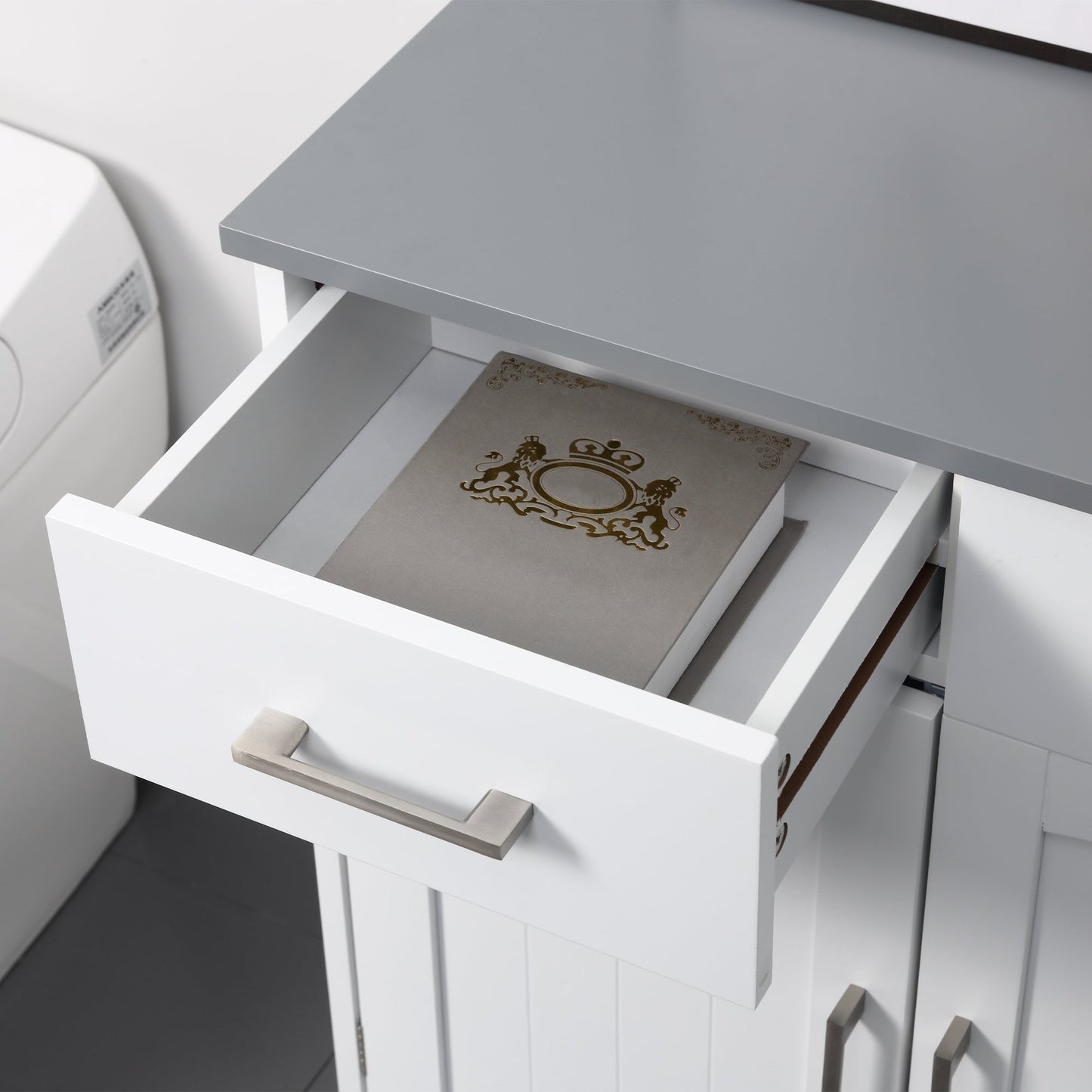 kleankin White Bathroom Cabinet: Drawers & Adjustable Shelf