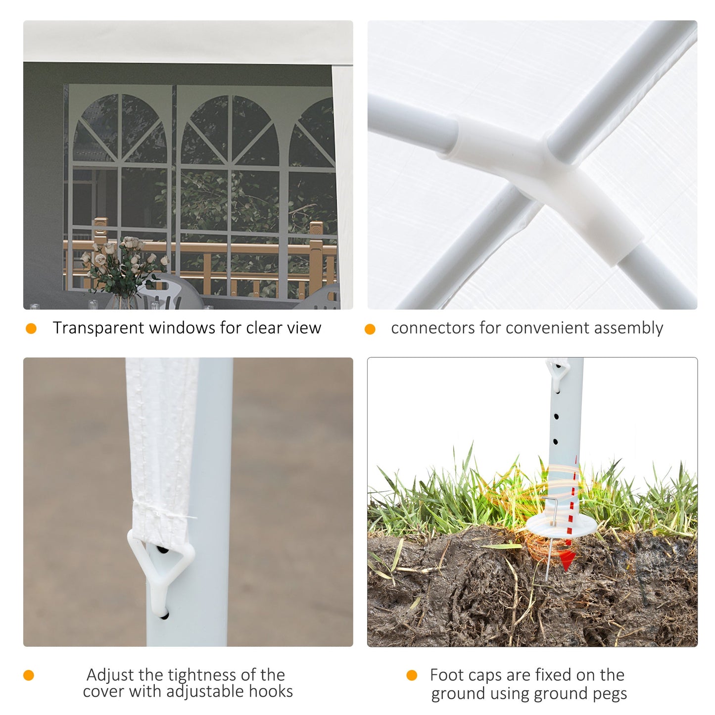 Outsunny White Party Gazebo Tent, 20' x 10', Removable Walls