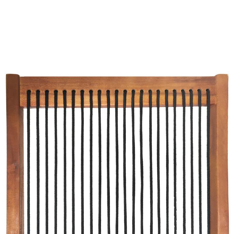 Coastal Folding Rope-Weave Wood Chair for Patio, Folds Flat
