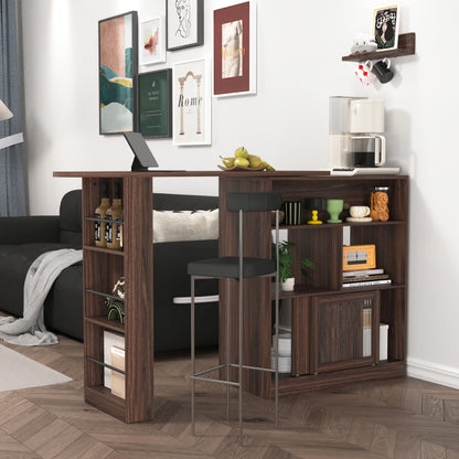 Modern Walnut Bar Cabinet for Dining, Rotating Top