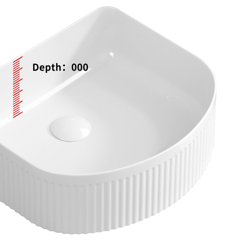 Modern Rectangle Vessel Sink for Powder Rooms Glossy Ceramic