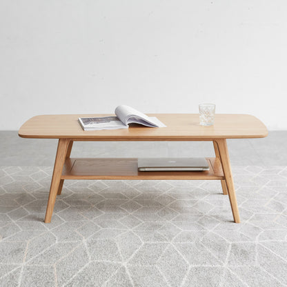 Minimalist Coffee Table for Living Room, Solid Wood Shelf