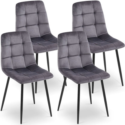 Mid-Century Green Velvet Dining Chairs for Kitchen, Set of 4
