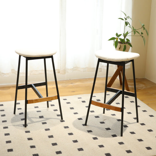 Modern Backless Bar Stools Set of 2 Padded for Kitchen
