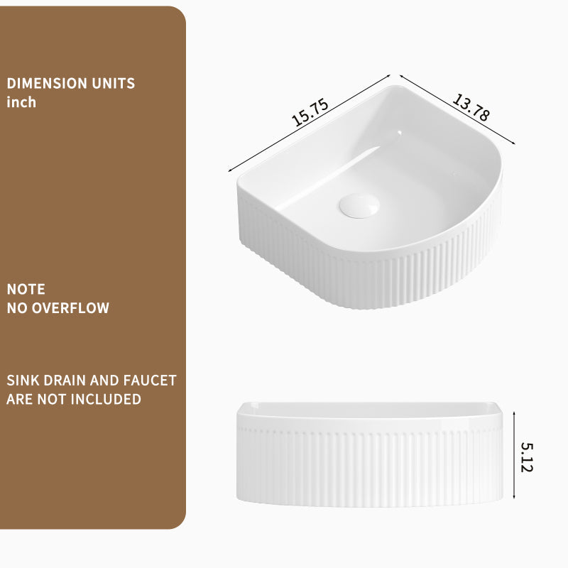 Modern Rectangle Vessel Sink for Powder Rooms Glossy Ceramic