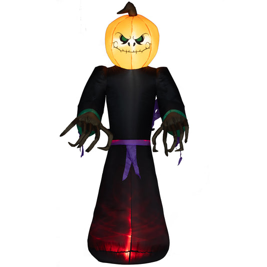 HOMCOM Halloween Reaper & Pumpkin Yard Inflatable, 7ft LED
