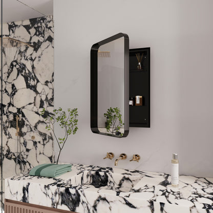 Black Metal Bathroom Medicine Cabinet, Adjustable Shelves