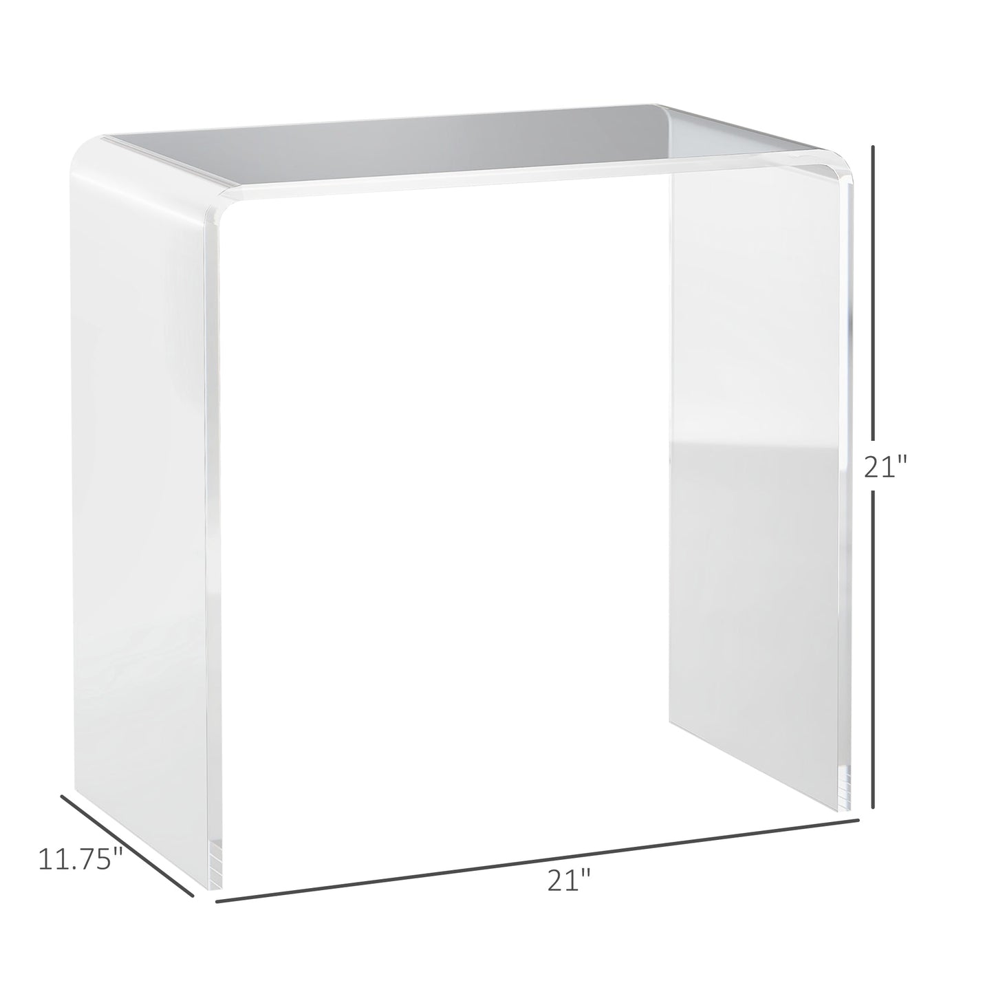 HOMCOM Clear Acrylic End Table, Small-Space Storage