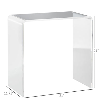HOMCOM Clear Acrylic End Table, Small-Space Storage