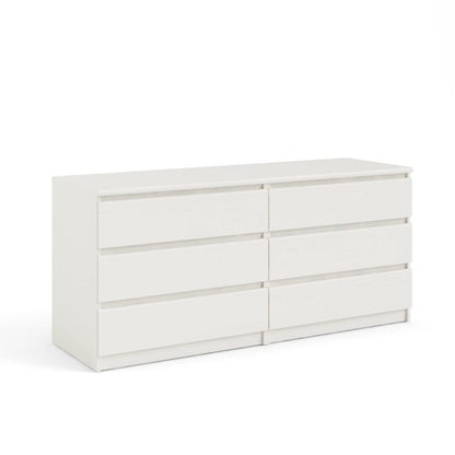 Modern 6-Drawer Double Dresser for Bedroom, Sleek White