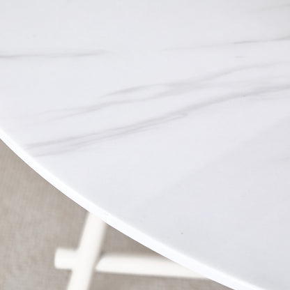 Modern Round Dining Table, Dining Room, 42-Inch White Top