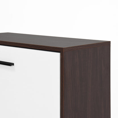 Modern Slim White Shoe Cabinet for Entryway, 3 Flip Drawers