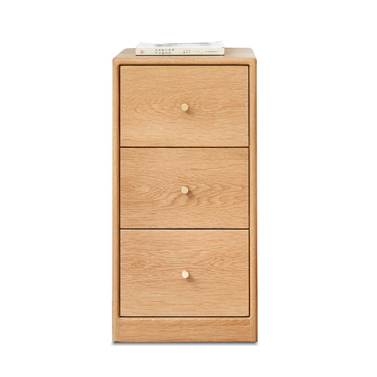 Solid Oak Corner Nightstand for Bedroom with Storage